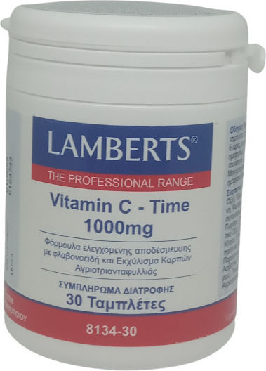 Lamberts Vitamin C Time Βιταμίνη για Ενίσχυση του Ανοσοποιητικού, τo Δέρμα & Αντιοξειδωτική δράση 1000mg 30 ταμπλέτες