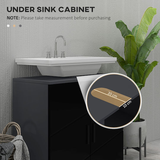 Kleankin Bathroom Cabinet L60xW30xH60cm Black