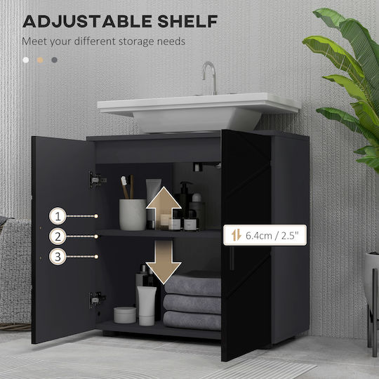 Kleankin Bathroom Cabinet L60xW30xH60cm Black