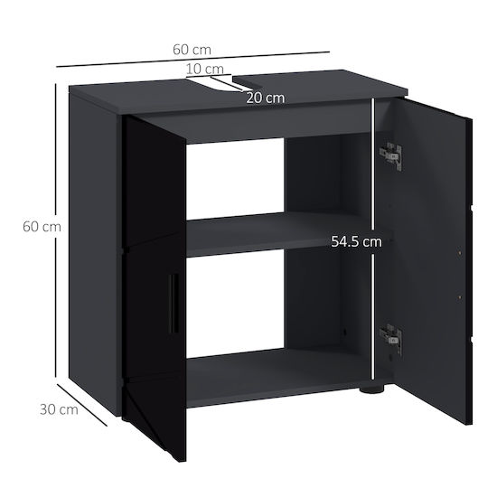 Kleankin Bathroom Cabinet L60xW30xH60cm Black