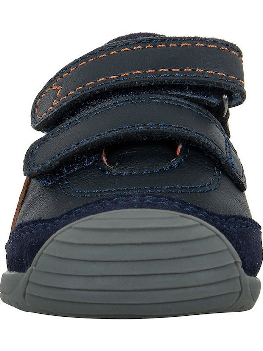 Anatomical Suede Kids Boots with Velcro Navy Blue