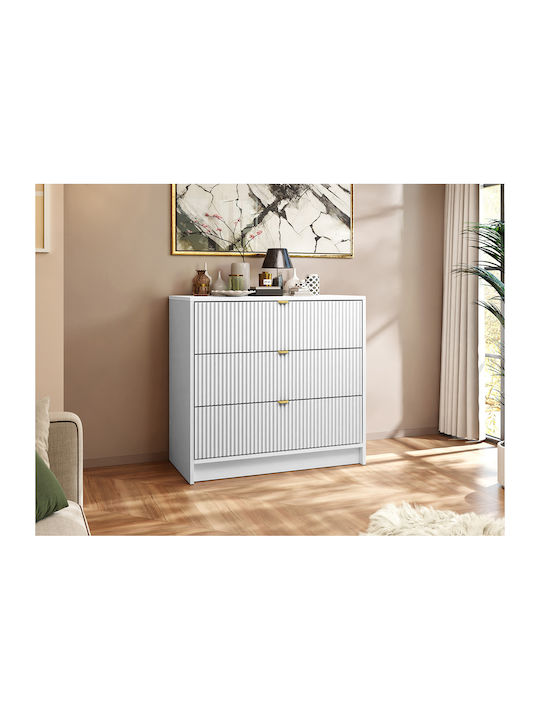 Tireno 3sz Wooden Chest of Drawers with 3 Drawers White 80x40x75cm