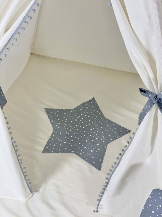 Velvet White Kids Indian Teepee Play Tent Stars
