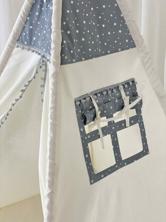 Velvet White Kids Indian Teepee Play Tent Stars