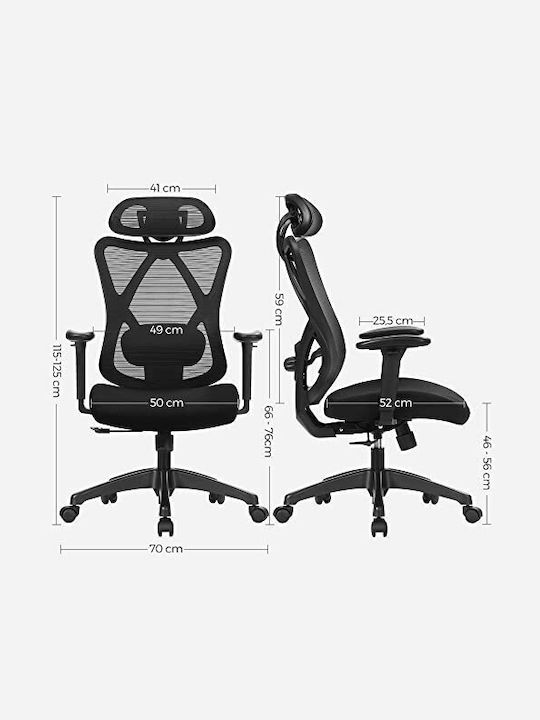 Stuhl Büro mit Verstellbaren Armen Black Songmics