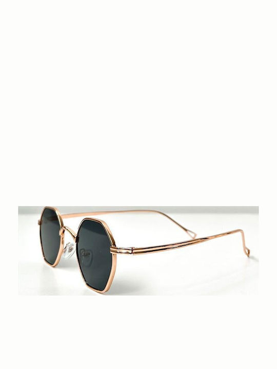 Looks Style Eyewear Γυναικεία Γυαλιά Ηλίου με Χρυσό Μεταλλικό Σκελετό και Μαύρο Φακό 74cab-36120