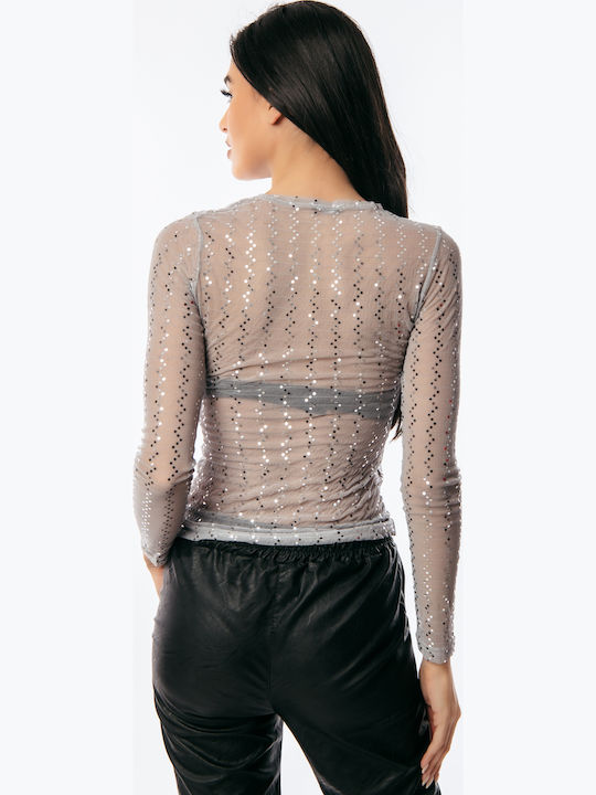 Women's Blouse Long Sleeve Gray
