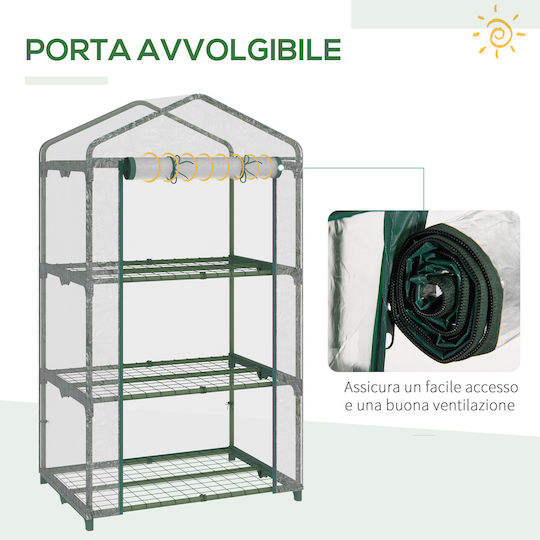Outsunny 845-606 Θερμοκήπιο με Μεταλλικό Σκελετό και Ράφια 0.69x0.49x1.25m