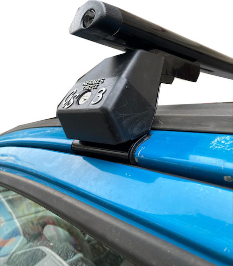 Hermes Μπάρες Οροφής Αλουμινίου για Renault Twingo (Σετ με πόδια) Μαύρες