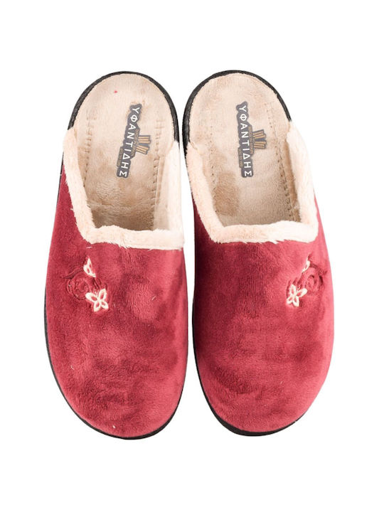 Yfantidis Winter Women's Slippers in Burgundy color