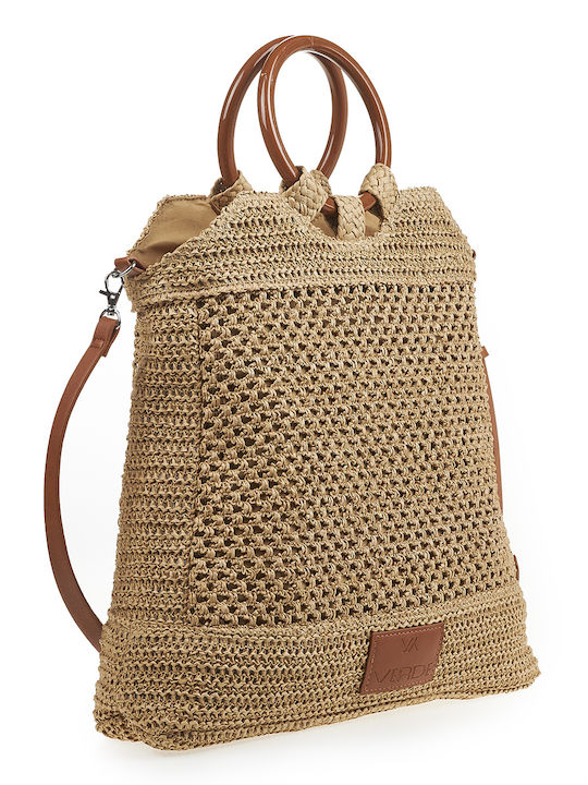 Verde Stroh Strandtasche Beige