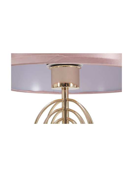 Mauro F Metal Table Lamp with Pink Shade and Gold Base
