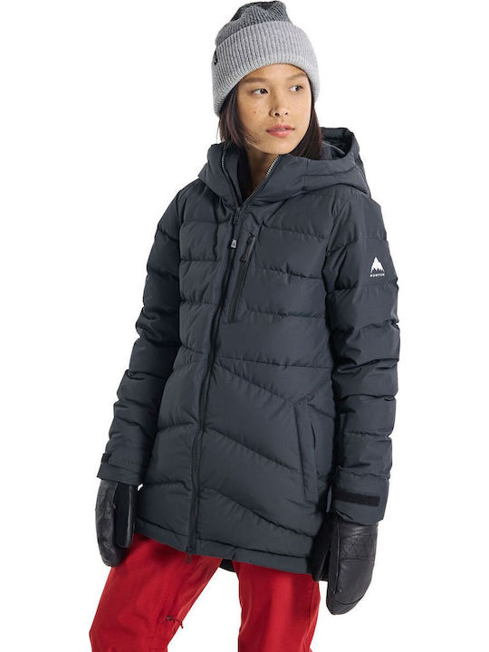Lang Damen Puffer Jacke für Winter Schwarz