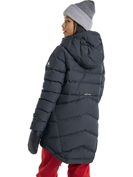 Lang Damen Puffer Jacke für Winter Schwarz