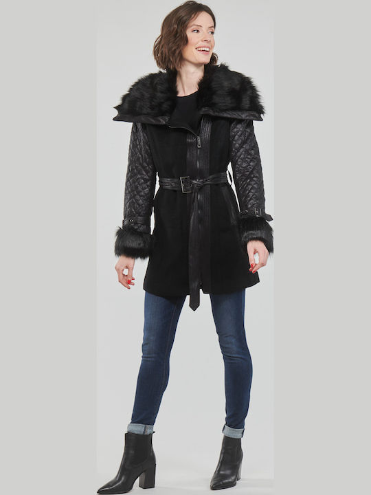Lungă Jachetă de femei Puffer pentru iarnă Negru