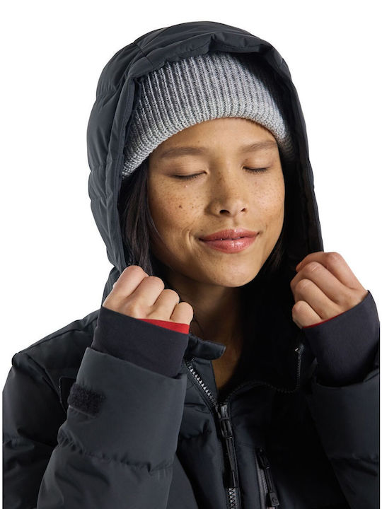 Lang Damen Puffer Jacke für Winter Schwarz