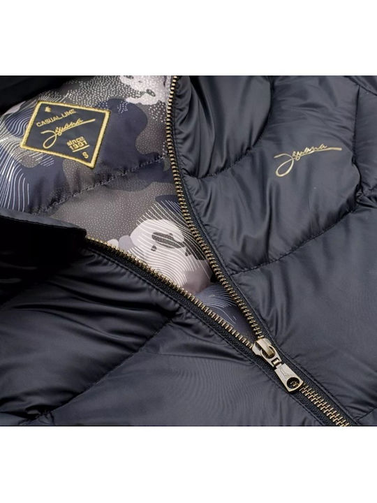 Κοντό Γυναικείο Puffer Μπουφάν για Χειμώνα Navy Μπλε