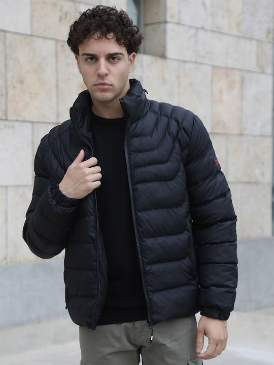 Yolofashion Herren Winter Jacke Puffer ΜΑΥΡΟ