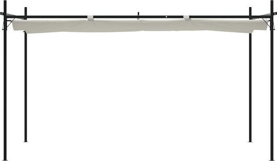 Pergolă De Grădină Din Metal Cu Tavan În Culoare Bej 395x292x230cm