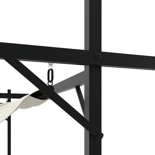 Pergolă De Grădină Din Metal Cu Tavan În Culoare Bej 395x292x230cm