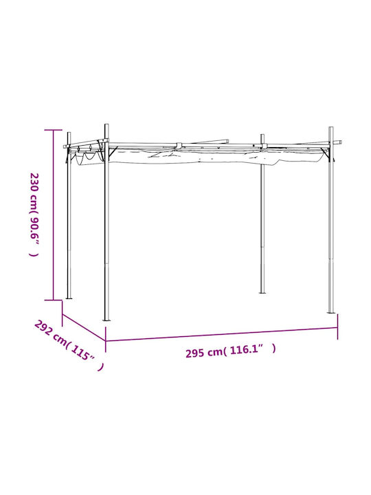 Gartenlaube aus Metall mit Decke in Brauner Farbe 295x292x230cm