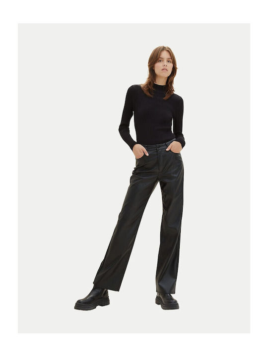 Emma Women's Fabric Trousers Straight Line Black