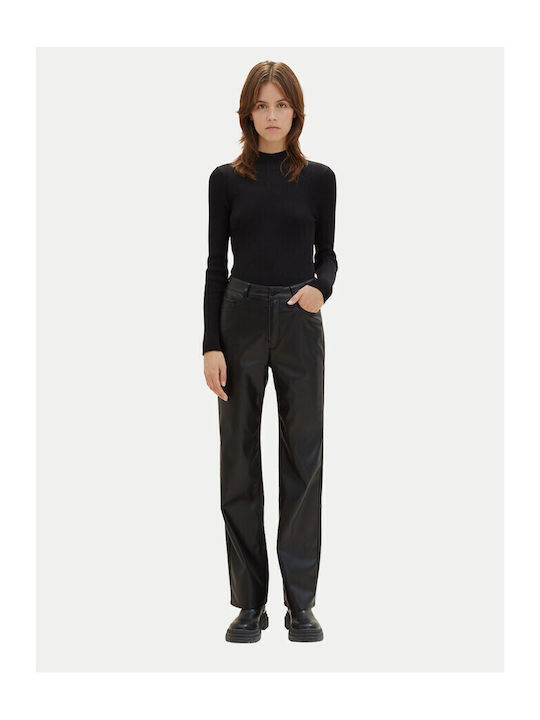 Emma Women's Fabric Trousers Straight Line Black