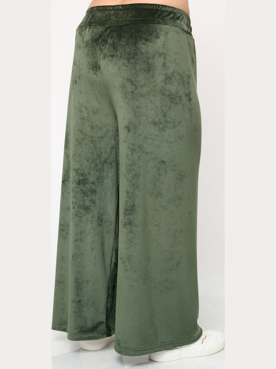 Women's Fabric Trousers with Rubber Band Olive