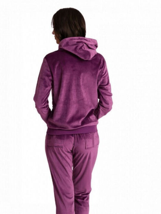 Lydia Creations Winter Damen Pyjama-Set Samt Purple