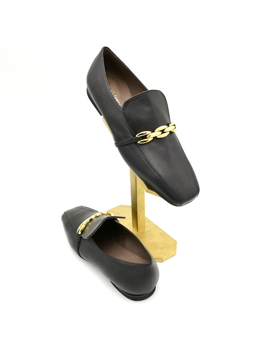 Chaniotakis Leather Women's Loafers in Black Color