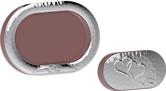 Slevori Cutie pentru Coroană de Nuntă Oval Argintiu 15x10εκ.