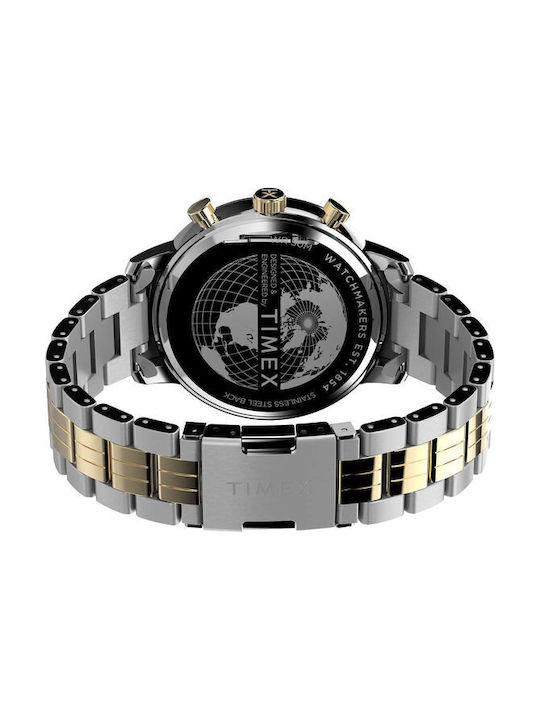 Timex Chicago Ανδρικό Ρολόι Χρονογράφος Μπαταρίας με Ασημί Μεταλλικό Μπρασελέ
