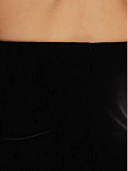 Midi Abendkleid Trägerlos Samt Schwarz