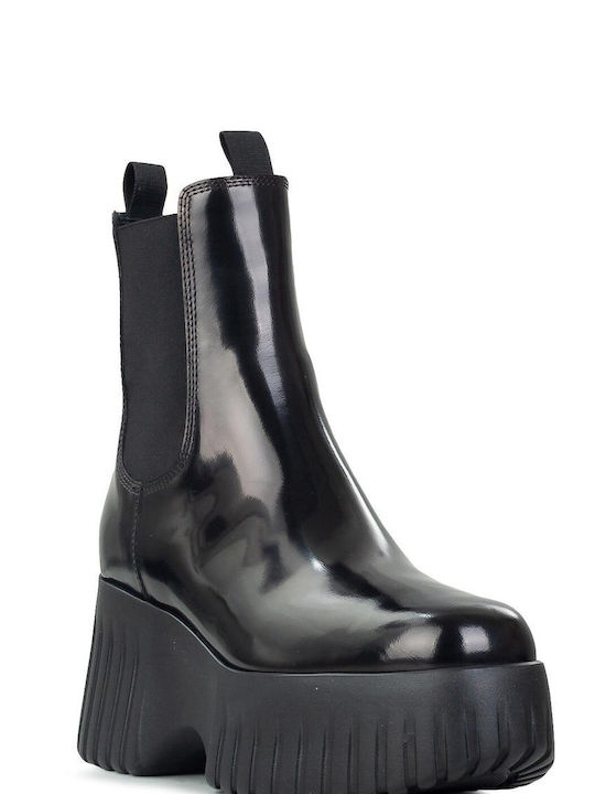 Hogan Leather Women's Chelsea Boots with High Heel Black