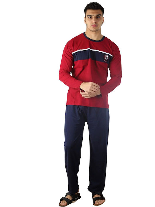 Rimoli Men's Winter Cotton Pajamas Set Burgundy