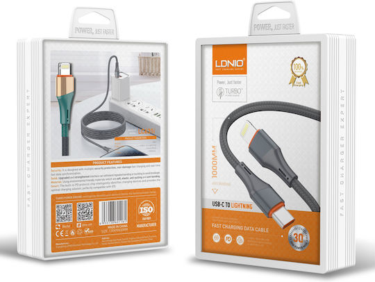 Ldnio LC631 Braided USB-C to Lightning Cable 30W Green 1m