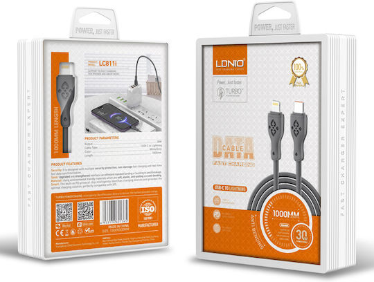 Ldnio LC811 USB-C zu Lightning Kabel 30W Gray 1m