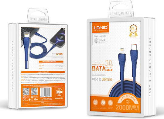Ldnio LC672L USB-C to Lightning Cable 30W Μπλε 2m