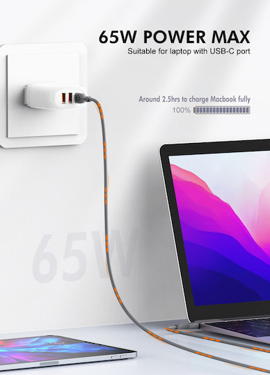 Ldnio LC811 USB 2.0 USB-C Male To USB-C 65W PD Gray 1m Cable