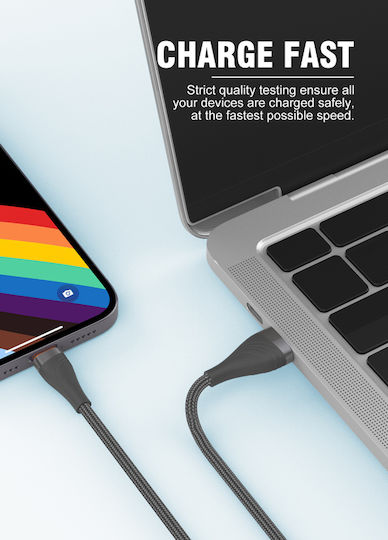 Ldnio LS691 Braided USB 2.0 Cable USB-C male - USB-A 30W Γκρι 1m