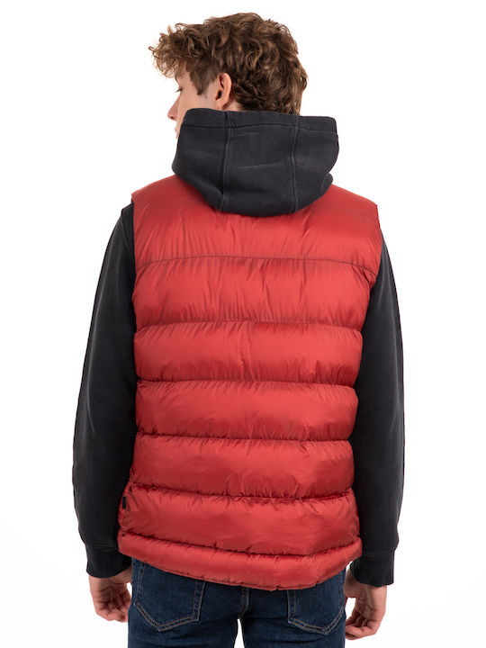 Vcode Ärmellos Herren Jacke Puffer Winddicht κόκκινο