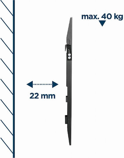 Gembird WM-70F-02 Βάση Τηλεόρασης Τοίχου έως 37" και 40kg Ασημί