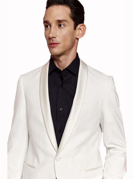 Ανδρικό Κοστούμι Με Γιλέκο Off White