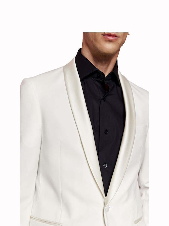 Ανδρικό Κοστούμι Με Γιλέκο Off White