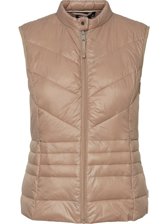 Vero Moda Kurz Damen Ärmellos Puffer Jacke für Winter Beige