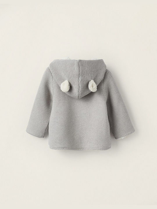 Zippy Kids Cardigan Knitted with Hood grey