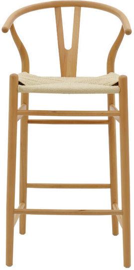 Wooden Garden Stool for Bar Outdoor Wishbone Natural 53x54x107cm