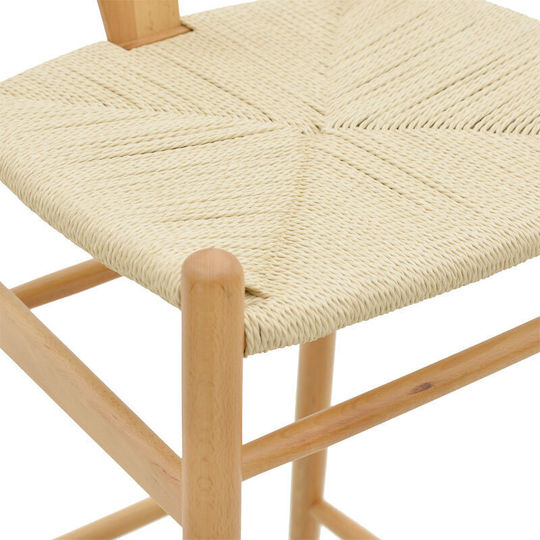 Wooden Garden Stool for Bar Outdoor Wishbone Natural 53x54x107cm