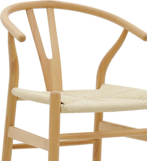 Wooden Garden Stool for Bar Outdoor Wishbone Natural 53x54x107cm