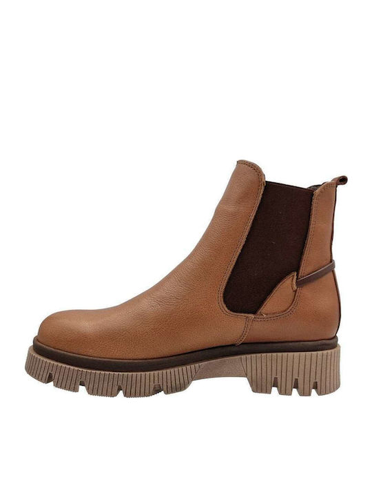 Leather Women's Ankle Boots Tabac Brown
